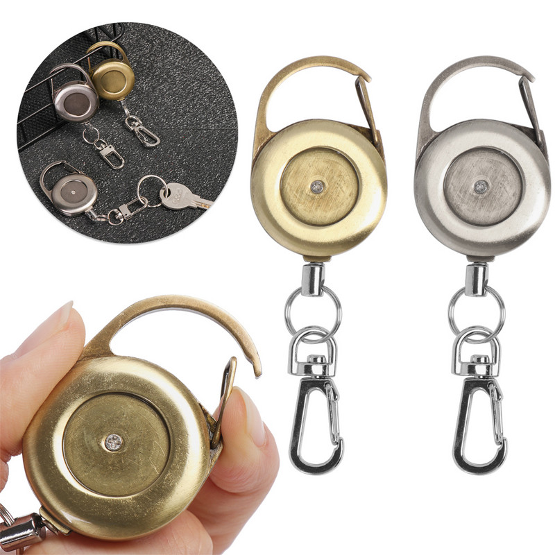 1 τεμ. αναδιπλούμενος κλιπ καρουλιού Θήκη σήματος κάρτας ταυτότητας Δαχτυλίδι μπρελόκ καραμπίνα ανθεκτικό φορητό κλιπ ζώνης από ανοξείδωτο χάλυβα