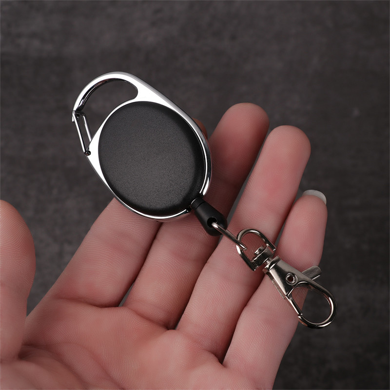 1 τεμ. αναδιπλούμενος κλιπ καρουλιού Θήκη σήματος κάρτας ταυτότητας Δαχτυλίδι μπρελόκ καραμπίνα ανθεκτικό φορητό κλιπ ζώνης από ανοξείδωτο χάλυβα