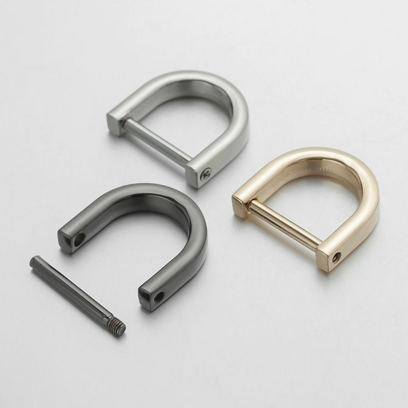 1 vnt. D žiedas, metalinis nuimamas atviras sraigtinis sagties apkabos užsegimas odiniam rankinio krepšio dirželio diržo rankenos pečių juostos sagtis