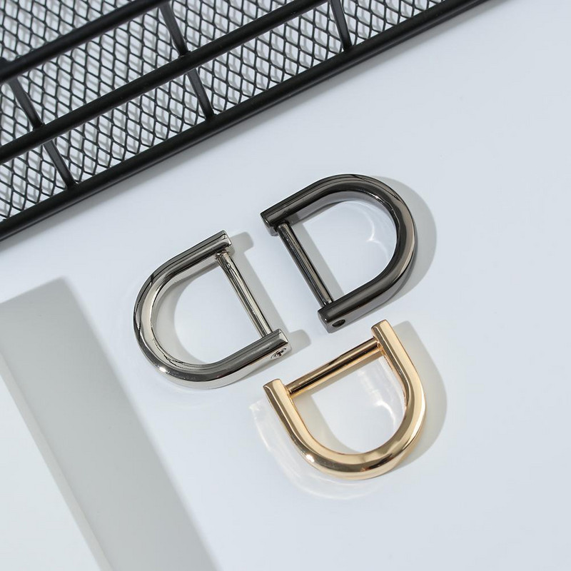 1 vnt. D žiedas, metalinis nuimamas atviras sraigtinis sagties apkabos užsegimas odiniam rankinio krepšio dirželio diržo rankenos pečių juostos sagtis