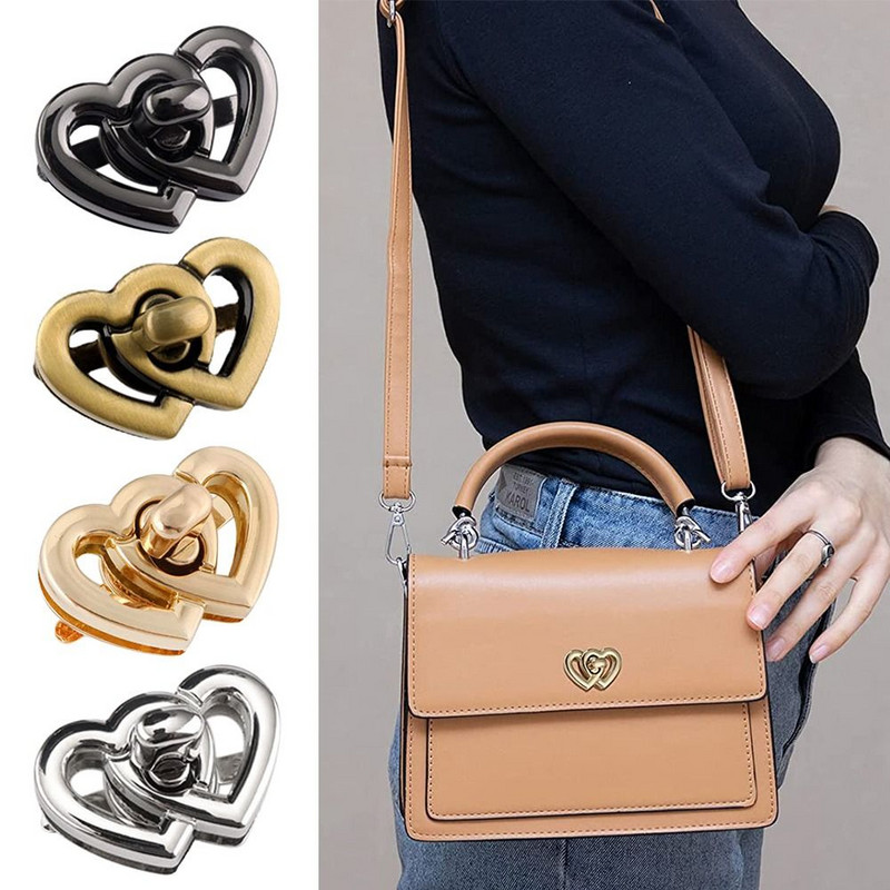 1 kom. Metalne kopče za zatvaranje u obliku srca Kopča za zatvaranje od kože Ženska torba Torbica Ručna torbica Zatvaranje na rame DIY dodaci