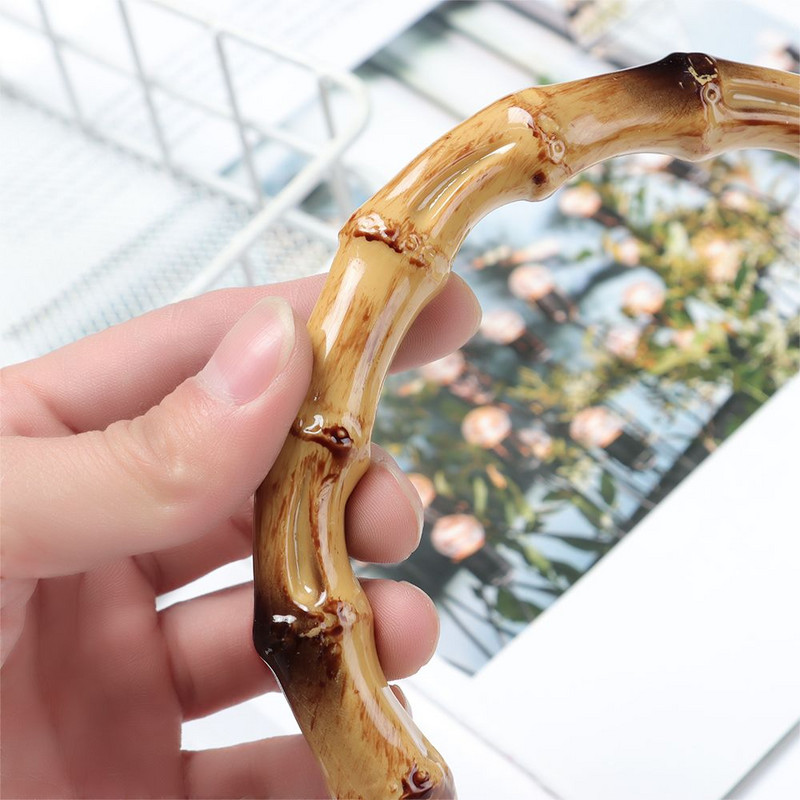 D formos bambukinio krepšio rankenos su sagtimi Rankų darbo rankinė „Pasidaryk pats“ rankinės rankinės rėmo gaminimo krepšelio priedai keitimo rankenos