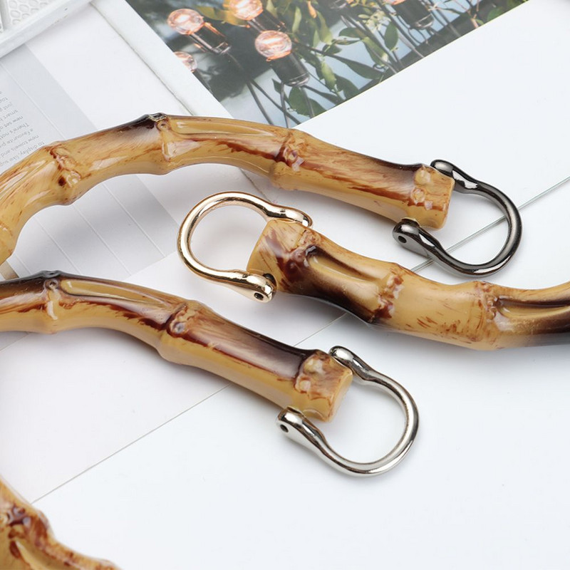 D formos bambukinio krepšio rankenos su sagtimi Rankų darbo rankinė „Pasidaryk pats“ rankinės rankinės rėmo gaminimo krepšelio priedai keitimo rankenos