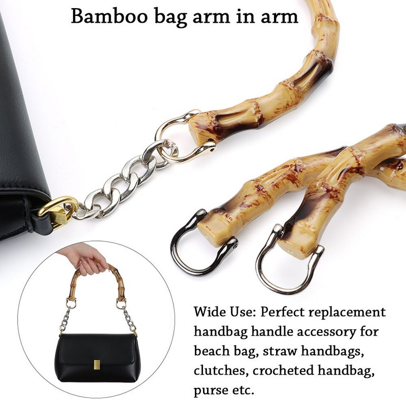 D formos bambukinio krepšio rankenos su sagtimi Rankų darbo rankinė „Pasidaryk pats“ rankinės rankinės rėmo gaminimo krepšelio priedai keitimo rankenos