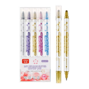 5 τμχ Dot Metallic Glitter Marker Set Dual-side Big Head Highlighter for Drawing Paint Art School F7362