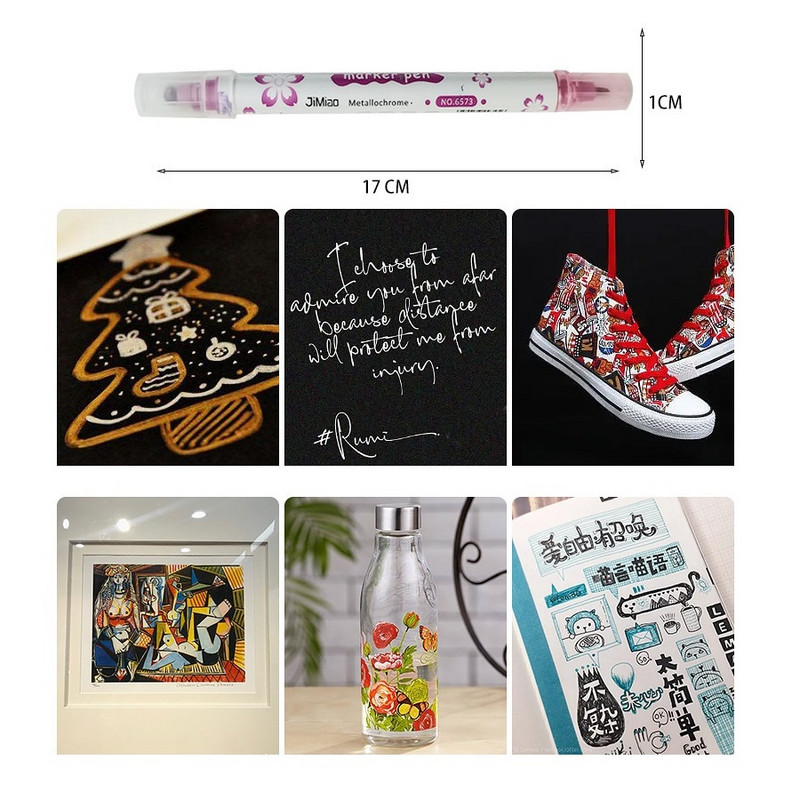 5 vnt taškinio metalo blizgučio žymeklio rinkinys Dviejų pusių didelės galvos paryškintuvas, skirtas piešimo dažams meno mokyklai F7362