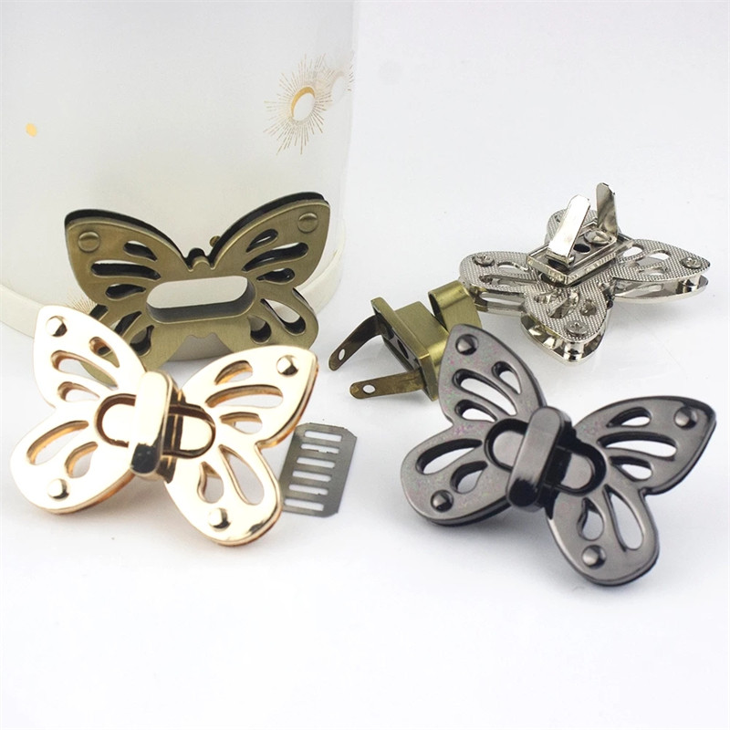 Metalinis drugelių krepšys, pasukamas užraktas, užsegamas užsegimas, skirtas odiniam rankdarbiui, moteriškas krepšys rankinė, rankinė, rankinė, piniginė, „pasidaryk pats“ aparatūros priedai