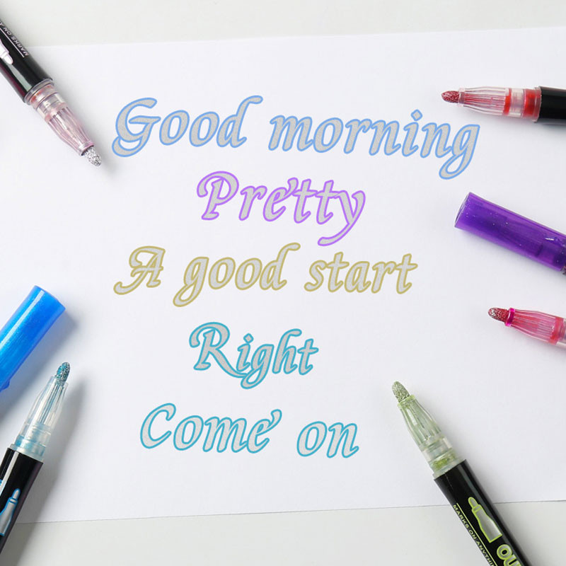 8 vnt. / 12 vnt. / 24 vnt. Spalvotas dviejų linijų kontūro meno žymeklis "pasidaryk pats" iškarpų albumo dienoraštis Plakatas, kortelės tapyba, piešinys grafiti