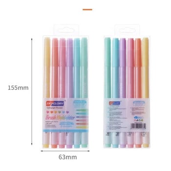 Haile 6Pcs/Lot Brush Μαρκαδόροι Kawaii Candy Color Manga Μαρκαδόροι Παστέλ Χρώματα Highlighter School Art Σετ χαρτικών