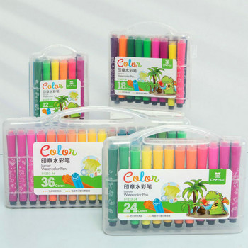 12 цвята детски печат, акварелна химикалка, миеща се цветна четка за рисуване, подарък комплект четки за графити в детска градина
