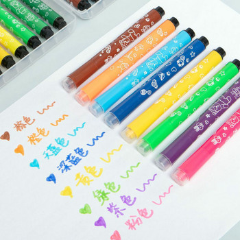 12 цвята детски печат, акварелна химикалка, миеща се цветна четка за рисуване, подарък комплект четки за графити в детска градина