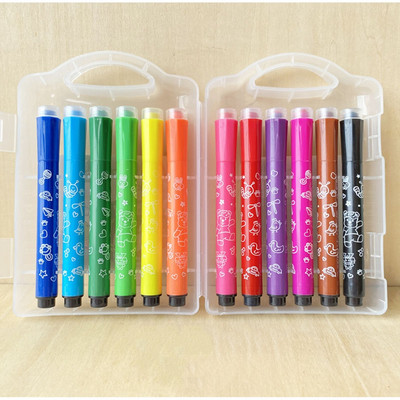 12χρωμη παιδική σφραγίδα σφραγίδα ακουαρέλα στυλό που πλένεται έγχρωμη βούρτσα ζωγραφικής νηπιαγωγείου σετ πινέλων δώρου γκράφιτι