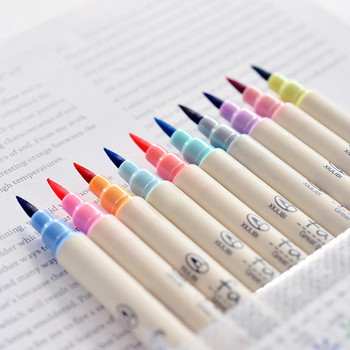 10 цвята комплект химикалки с четки Fabricolor маркери с мек връх Цветна четка с калиграфия Finecolour Brush Felt Art Markers Канцеларски материали