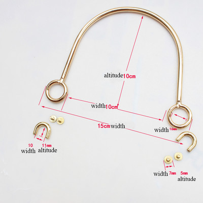 Înlocuire de mâner de geantă din metal pentru genți de umăr bricolaj, fabricarea de genți de mână, de modă, de culoare aurie, mâner cerc metalic, accesorii pentru genți.