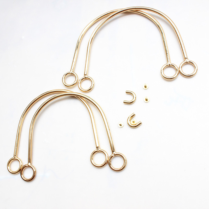 Înlocuire de mâner de geantă din metal pentru genți de umăr bricolaj, fabricarea de genți de mână, de modă, de culoare aurie, mâner cerc metalic, accesorii pentru genți.