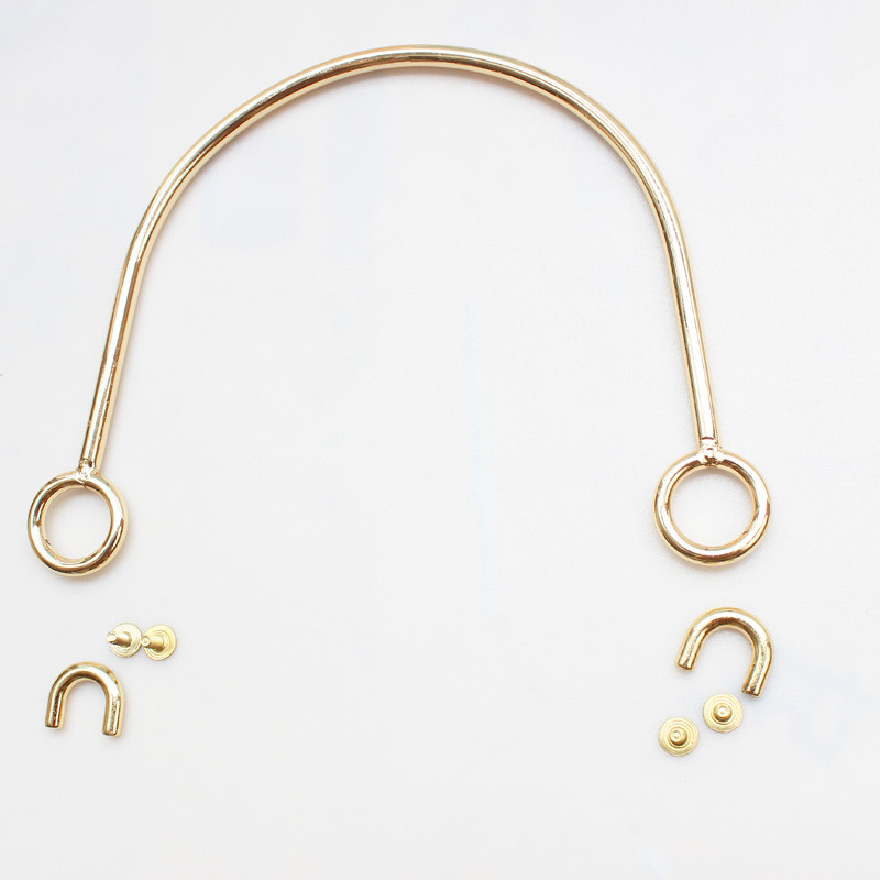 Înlocuire de mâner de geantă din metal pentru genți de umăr bricolaj, fabricarea de genți de mână, de modă, de culoare aurie, mâner cerc metalic, accesorii pentru genți.