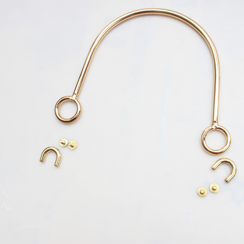 Înlocuire de mâner de geantă din metal pentru genți de umăr bricolaj, fabricarea de genți de mână, de modă, de culoare aurie, mâner cerc metalic, accesorii pentru genți.