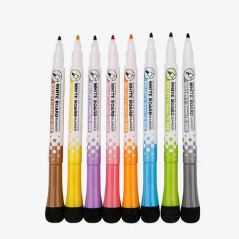 8 цветни магнитни изтриваеми химикалки за бяла дъска Училищни пособия за класната стая Маркери Страници със суха гума Детска дъска с писалка за рисуване