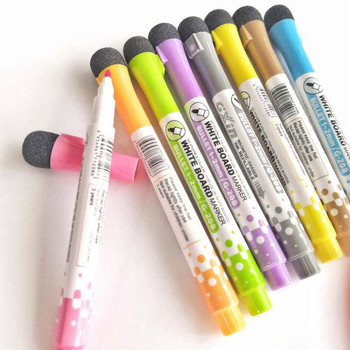 8 цветни магнитни изтриваеми химикалки за бяла дъска Училищни пособия за класната стая Маркери Страници със суха гума Детска дъска с писалка за рисуване