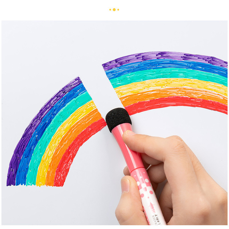 8 színes mágneses, törölhető tábla toll Iskolai tantermi kellékek Markerek Száraz radír oldalak Gyermek rajztoll tábla