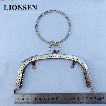 LIONSEN 1 ΤΕΜ. Κρυστάλλινο δαχτυλίδι 18,5cm Μεταλλικό πορτοφόλι λαβή τσάντα συμπλέκτη Αξεσουάρ DIY Kiss κούμπωμα Κλείδωμα ανάγλυφο Handbag Hardware