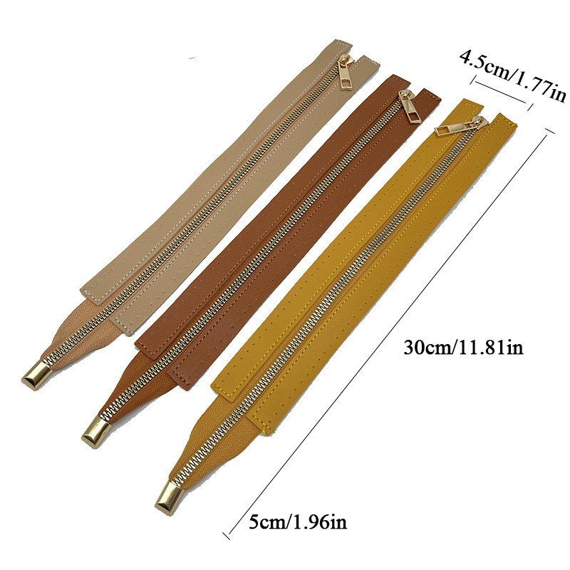 30CM Издръжлива, лесна за издърпване чанта с цип Персонализиран DIY цип за тъкана чанта Хардуер PU кожена чанта с цип Аксесоари за чанти