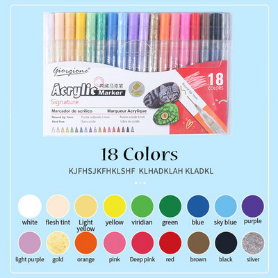 18.12.24 Krāsu akrila krāsas marķieru pildspalvas 2,0 mm ūdensnecaurlaidīgi marķieri akmens stikla kanva metāla keramikas krūzei koka plastmasai