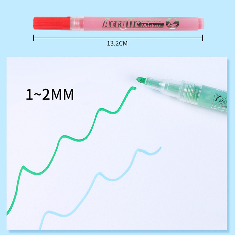 12/18/24 цвята, акрилни бои, маркери, 2,0 мм водоустойчиви маркери за каменно стъкло, канва, метална керамична чаша, дървена пластмаса