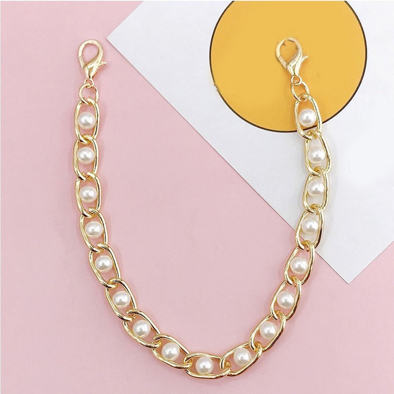 2 vnt. madingas pečių krepšys „pasidaryk pats“ moteriškas krepšys, papuoštas diržo krepšio rankena, grandinės telefono dirželiu perlų krepšio pratęsimo grandinė