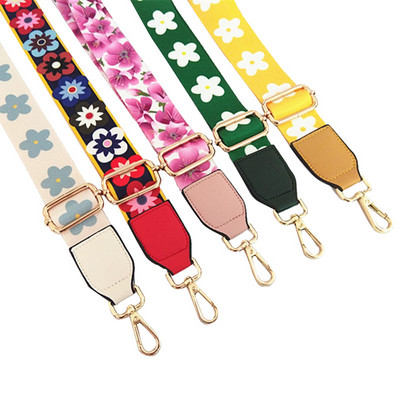 Colorful Bag Belt Strap with Flower Pattern Women Bag Strap for Crossbody Travel Accessories