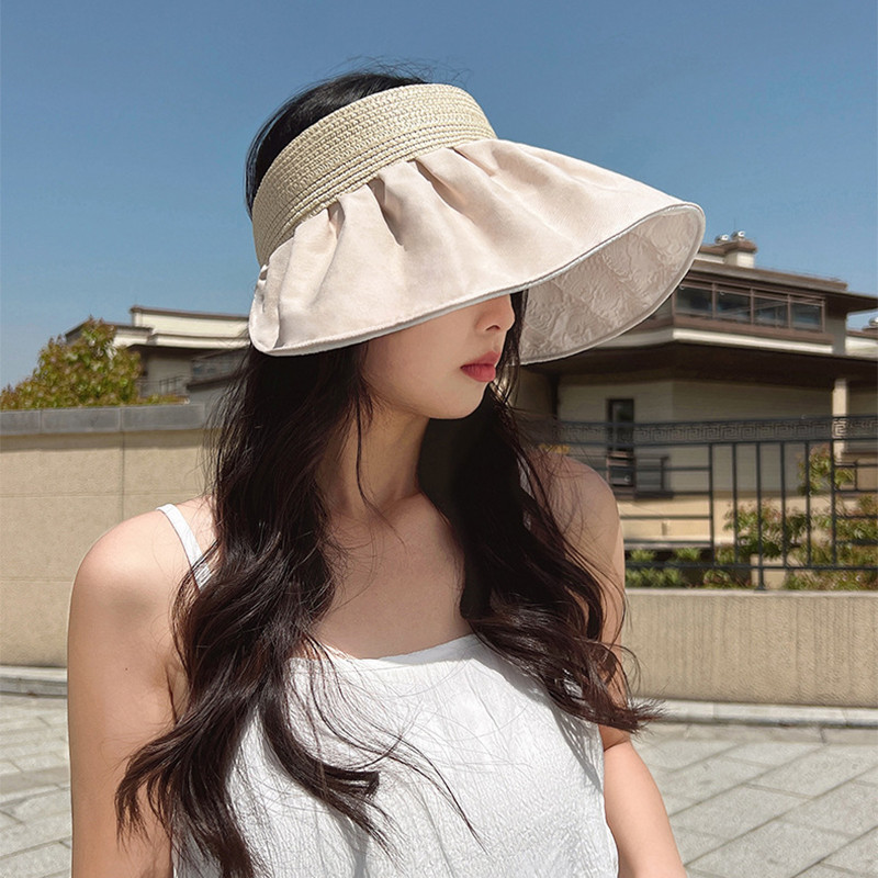 Двустранно носене Дамска шапка за слънце Лятна UV защита Плажни шапки за слънце Регулируеми сгъваеми панамски шапки Шапка-кофа