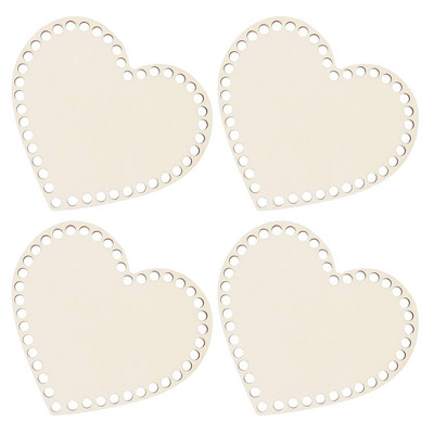 4 PCS Love Wood Chips Heart Shaped Portmo Bag Base Shaper Heart-shaped Basket Твърдо дъно Възглавница за плетене на една кука DIY Knitting