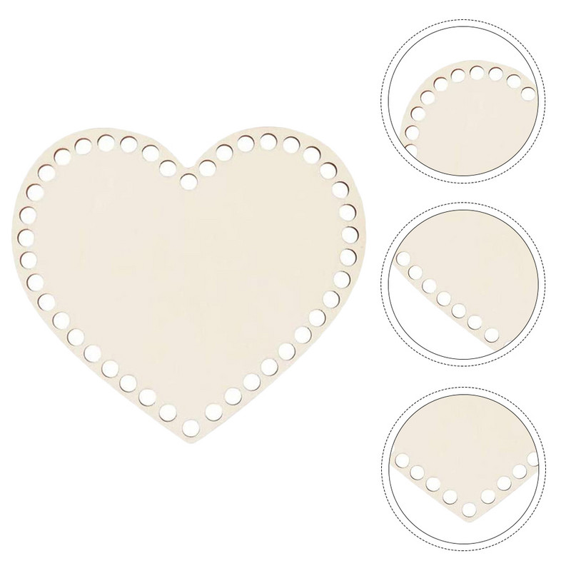 4 PCS Love Wood Chips Heart Shaped Portmo Bag Base Shaper Heart-shaped Basket Твърдо дъно Възглавница за плетене на една кука DIY Knitting