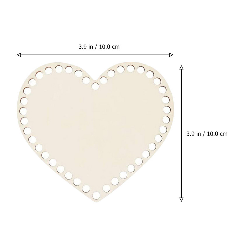 4 PCS Love Wood Chips Heart Shaped Portmo Bag Base Shaper Heart-shaped Basket Твърдо дъно Възглавница за плетене на една кука DIY Knitting