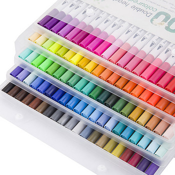 12 цвята маркери с двойна четка за книжки за оцветяване Оцветяване с фин връх Watercolo Арт маркери Калиграфия Консумативи за рисуване