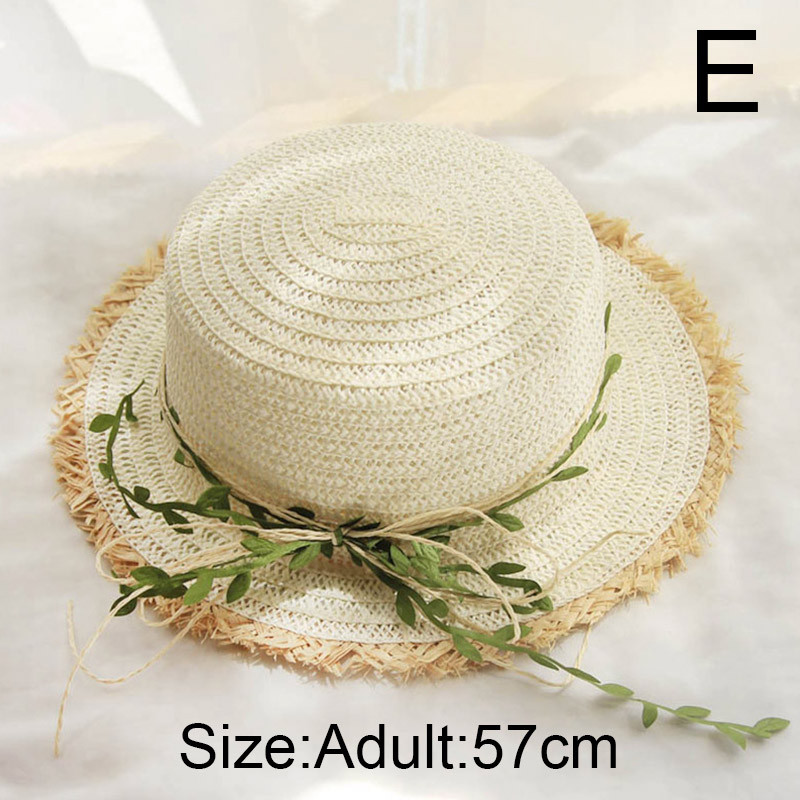 Нова сламена шапка с листа от ратан и панделка дамска панама пролет лято пътуване плаж шапки с плосък връх дамска козирка за слънце шапка с широка периферия