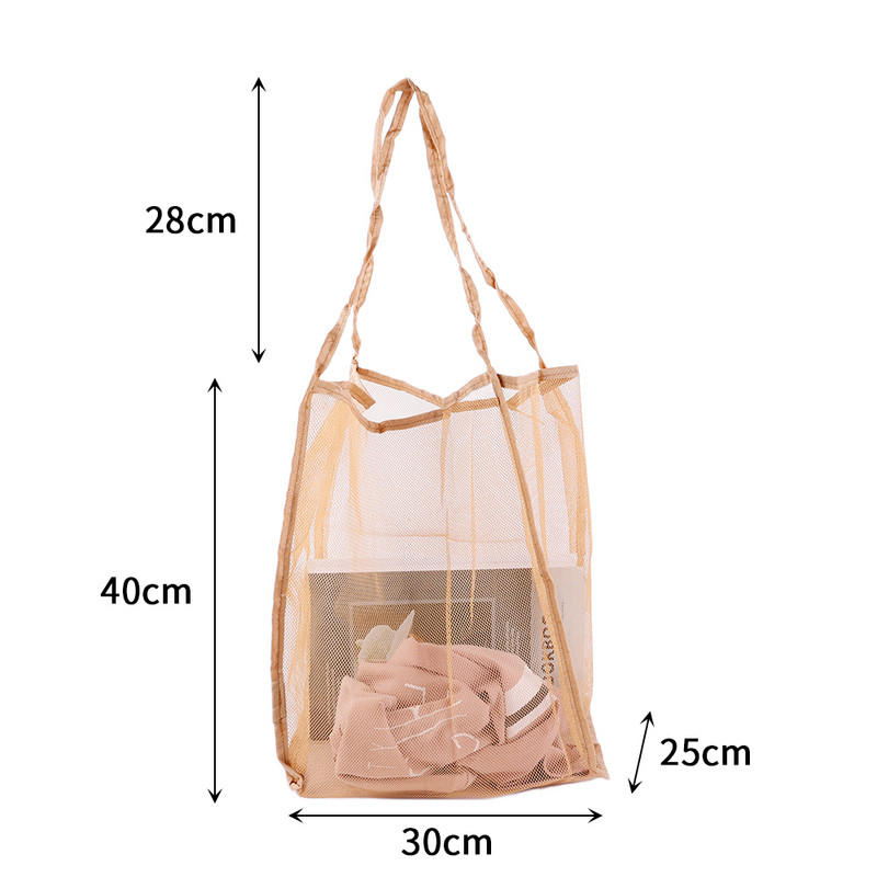 Ins Transparent Protable Mesh Shopping Bag Модна лека и универсална преносима пазарска чанта с голям капацитет Плажна мрежеста чанта