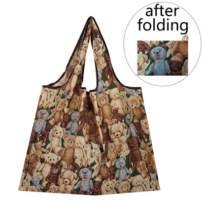 Найлонова голяма сгъваема еко пазарска чанта за многократна употреба Kawaii Tote Cartoon Водоустойчиви дамски чанти за магазин в супермаркет Сладки