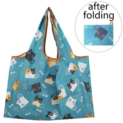 Найлонова голяма сгъваема еко пазарска чанта за многократна употреба Kawaii Tote Cartoon Водоустойчиви дамски чанти за магазин в супермаркет Сладки