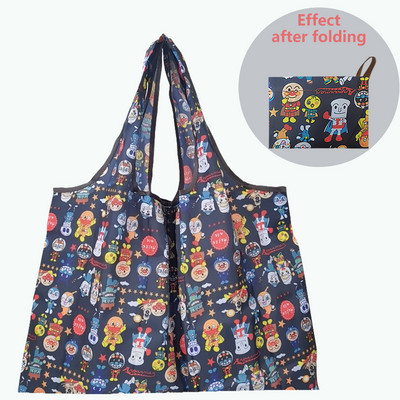 Найлонова голяма сгъваема еко пазарска чанта за многократна употреба Kawaii Tote Cartoon Водоустойчиви дамски чанти за магазин в супермаркет Сладки