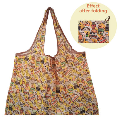 Найлонова голяма сгъваема еко пазарска чанта за многократна употреба Kawaii Tote Cartoon Водоустойчиви дамски чанти за магазин в супермаркет Сладки
