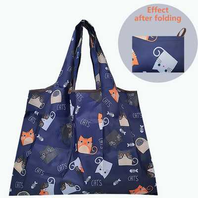 Найлонова голяма сгъваема еко пазарска чанта за многократна употреба Kawaii Tote Cartoon Водоустойчиви дамски чанти за магазин в супермаркет Сладки