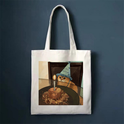 Сладка котка Пазарска чанта Shoper Bags Tote Canvas Bag Harajuku Многократна употреба Голям капацитет Kawaii Дамска ежедневна чанта през рамо Дамска чанта