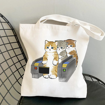Γυναικείες τσάντες για ψώνια Kawaii Cats Cartoon Manga Tote Τσάντα παραλίας Τσάντες αγορών Τσάντες τσάντες ώμου από καμβά υψηλής χωρητικότητας