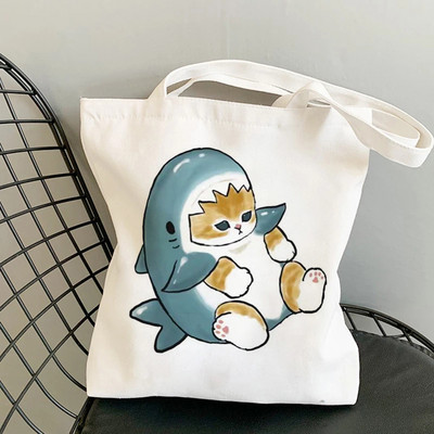 Дамски чанти за пазаруване Kawaii Cats Cartoon Manga Tote Bag Плажна чанта Shopper Чанти Ръчни чанти Платнени чанти за през рамо с голям капацитет