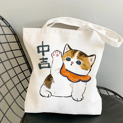Дамски чанти за пазаруване Kawaii Cats Cartoon Manga Tote Bag Плажна чанта Shopper Чанти Ръчни чанти Платнени чанти за през рамо с голям капацитет
