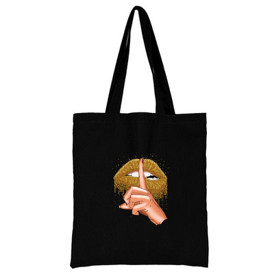 Пазарска чанта Дамска платнена чанта за през рамо Еко ръчна чанта 2023 Моден органайзер Мъжка чанта за пътуване Чанта за хранителни стоки С принт в устата