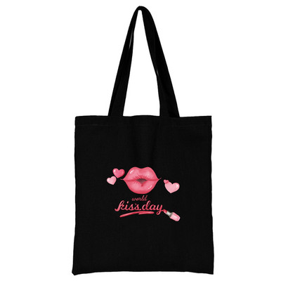 Пазарска чанта Дамска платнена чанта за през рамо Еко ръчна чанта 2023 Моден органайзер Мъжка чанта за пътуване Чанта за хранителни стоки С принт в устата