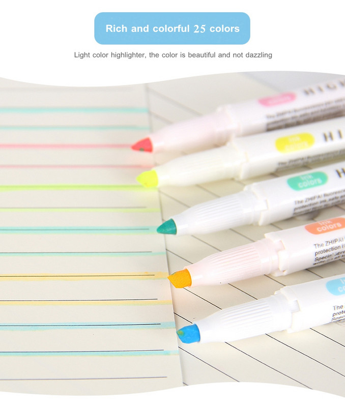 5PCS/кутия Маркери Маркери Набор от писалки Kawaii Маркери Мека глава Фокус върху бележки Рисуване Училищни артикули Канцеларски материали