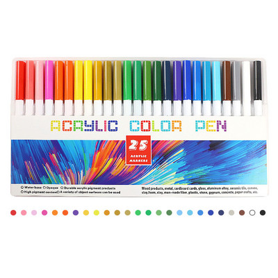 21/25 цвята писалка с акрилна боя Набор от маркери за рисуване върху скали, камък, керамика, стъкло, дърво, платно, Направи си сам Изработка на изкуство, ученически пособия
